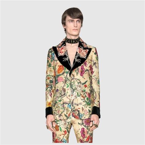 gucci flora snake heritage jacket|Flora Snake Heritage Jacket With Detachable Lapel In Linen.